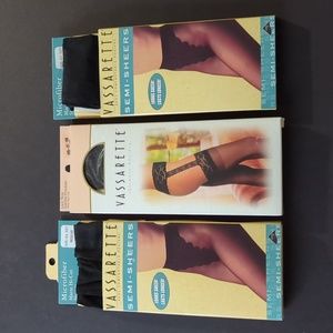 Vassarette semi sheer hoisery lace trim garter stocking microfiber sheer nylon